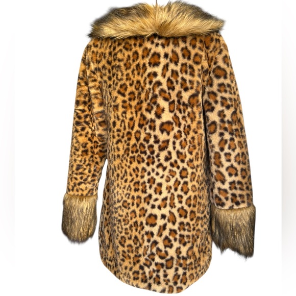 Women’s Leopard Print Retro Faux Fur Jacket Coat – Size Medium - Picture 5 of 12
